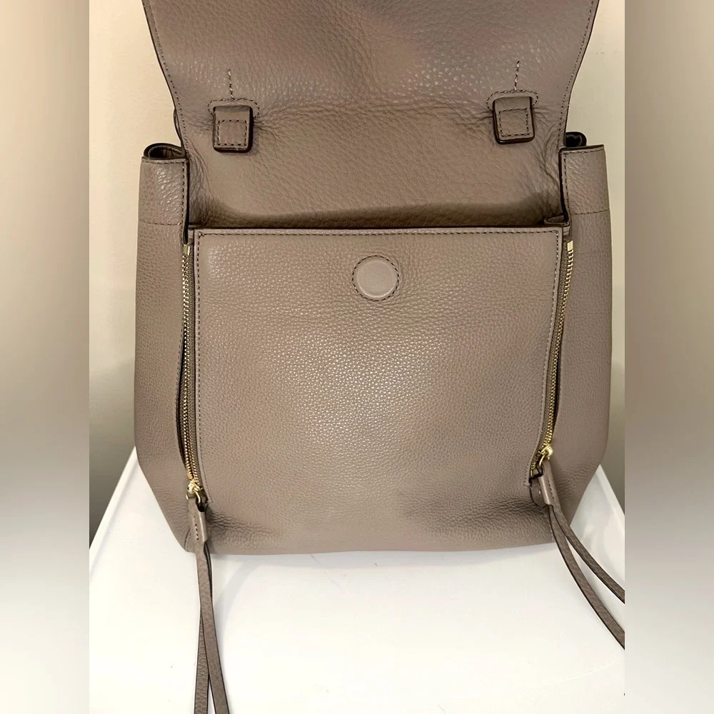 Tory Burch women’s half moon gray leather tote - Picture 14 of 16